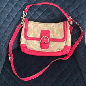 Coach leather and fabric handbag